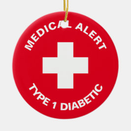 Personlig Medicinsk varning Diabetisk Red Julgransprydnad Keramik