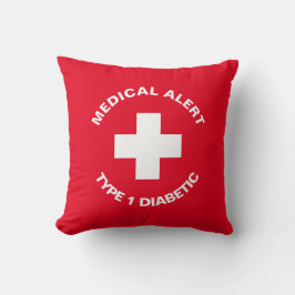 Personlig Medicinsk varning Diabetisk Red Kudde