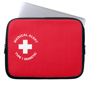 Personlig Medicinsk varning Diabetisk Red Laptop Fodral