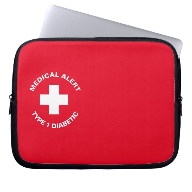 Personlig Medicinsk varning Diabetisk Red Laptop Fodral (Framsidan)