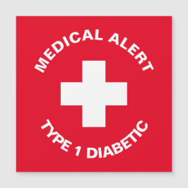 Personlig Medicinsk varning Diabetisk Red Magnetisk Inbjudningskort