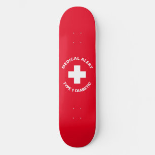 Personlig Medicinsk varning Diabetisk Red Mini Skateboard Bräda 18,5 Cm