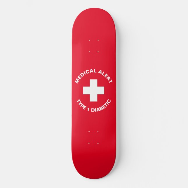 Personlig Medicinsk varning Diabetisk Red Mini Skateboard Bräda 18,5 Cm (Framsida)