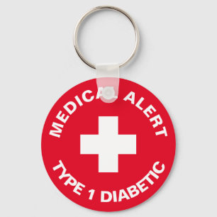 Personlig Medicinsk varning Diabetisk Red Nyckelring