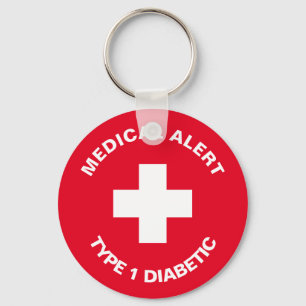 Personlig Medicinsk varning Diabetisk Red Nyckelring