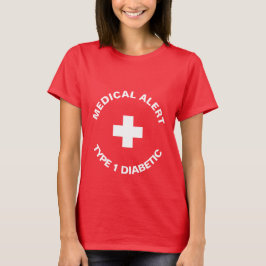 Personlig Medicinsk varning Diabetisk Red T Shirt