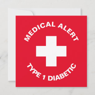 Personlig Medicinsk varning Diabetisk Red Tack Kort