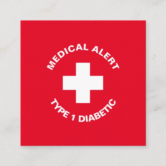 Personlig Medicinsk varning Diabetisk Red Tilläggskort (Framsida)