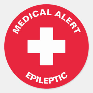 Personlig Medicinsk varning Epileptiskt rött Runt Klistermärke