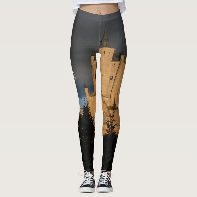 Personlig Medieval Castle Mode Yoga Namn Leggings (Framsida)