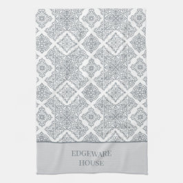 Personlig Mediterranean Grått White Tile Print Kökshandduk