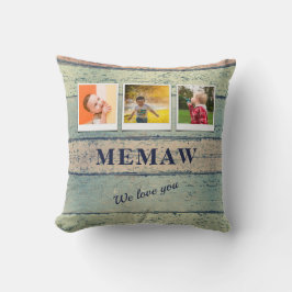 Personlig Memaw Grandchild 3 Photo Collage Kudde