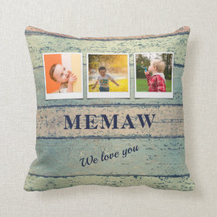 Personlig Memaw Grandchild 3 Photo Collage Kudde