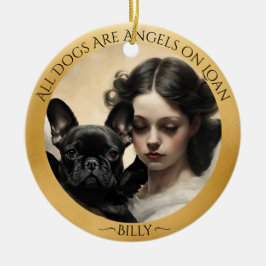 Personlig Memorial för Black Fransk Bulldog Julgransprydnad Keramik