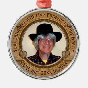Personlig Memorial Ornaments med Bild Julgransprydnad Metall