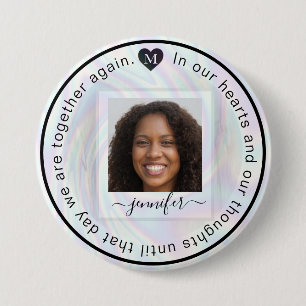 Personlig Memorial Photo Heart Monogram Knapp