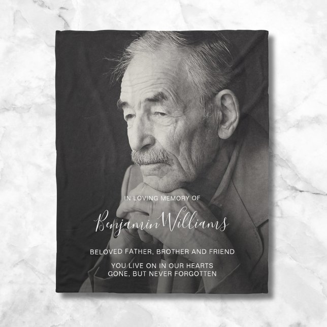 Personlig Memorial Photo Memory Ull Bla Fleecefilt (Skapare uppladdad)