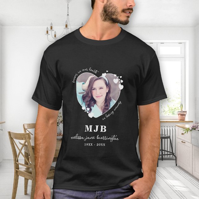 Personlig Memorial Photo Monogram For Heart T Shirt (Skapare uppladdad)