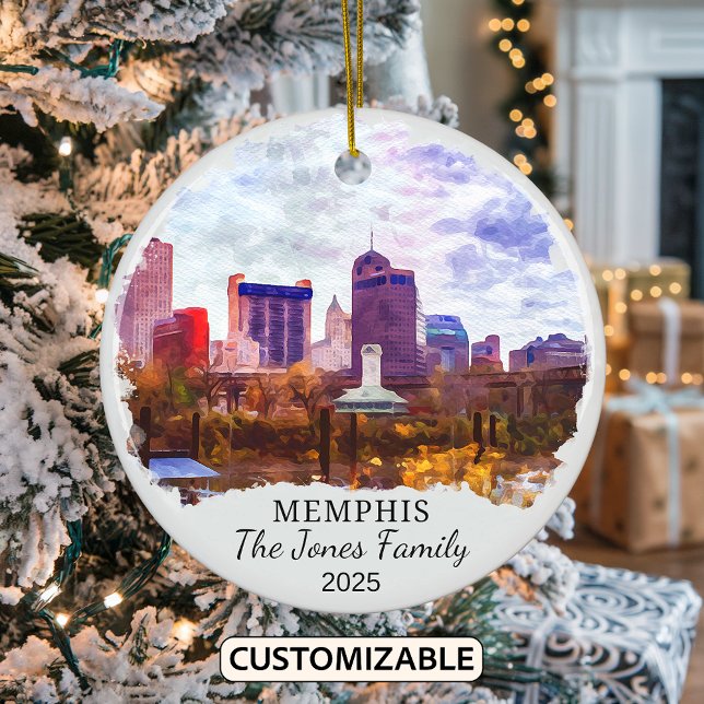 Personlig Memphis Ornament, Tennessee-staten Julgransprydnad Keramik (Skapare uppladdad)