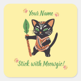 Personlig Meowgic Cat Sticker Gift! Fyrkantigt Klistermärke