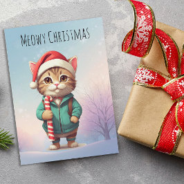 Personlig Meowy Julmunny Katt Julkort