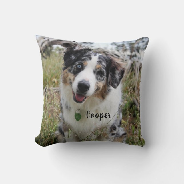 Personlig Merle Australian shepherd Puppy Kudde (Framsida)
