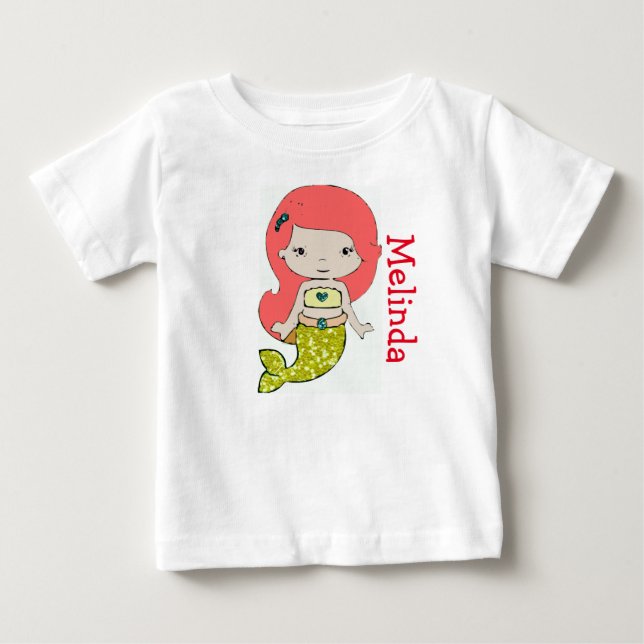Personlig Mermaid Baby Onesie T-shirt (Framsida)