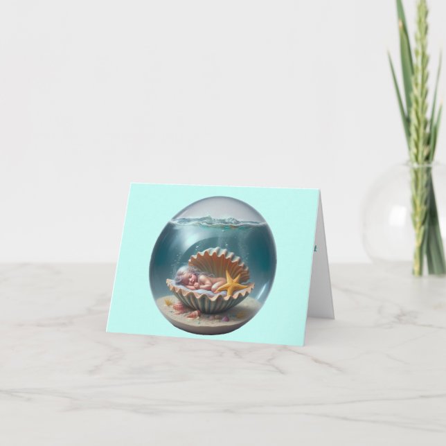 Personlig Mermaid-bebis välkomstskylt Kort (Framsida)