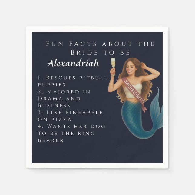 Personlig Mermaid Sällskapsfest Inbjudan Pappersservett (Framsidan)
