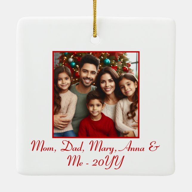 Personlig "Merry and Bright" Red jul Julgransprydnad Keramik (Baksida)