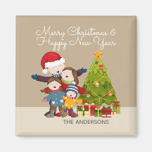 Personlig Merry Family-jul | Magnet