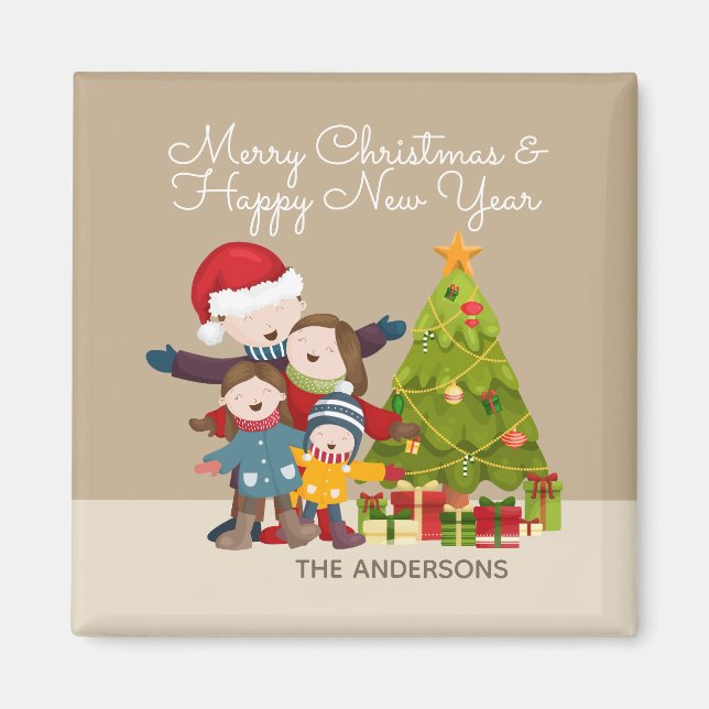 Personlig Merry Family-jul | Magnet (Framsidan)
