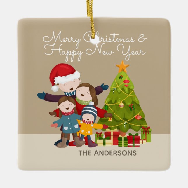 Personlig Merry Family-jul | Ornament (Framsida)