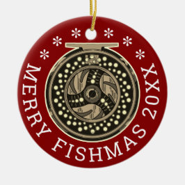 Personlig "Merry Fishmas" Flygfiske Anglers's Julgransprydnad Keramik