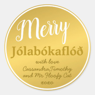 Personlig Merry Jólabókaflóð Familj Runt Klistermärke
