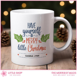 Personlig Merry Little jul Holly Löv Kaffemugg