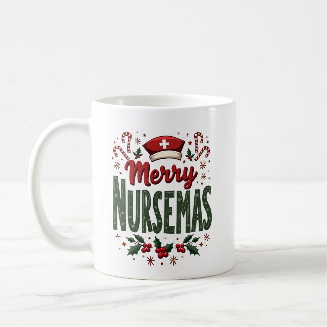 Personlig Merry Nursemas - julafton Helgdag Kaffemugg (Vänster)