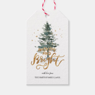 Personlig Merry och Bright-Juletiketter Presentetikett