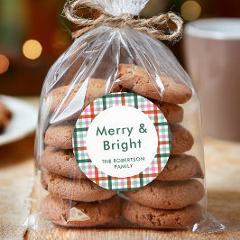 Personlig Merry och Bright julklapp Runt Klistermärke