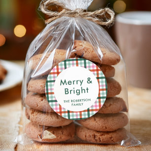 Personlig Merry och Bright julklapp Runt Klistermärke