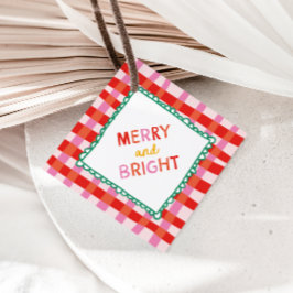 Personlig Merry och Bright Red Checkered Gåvor Etiketter