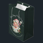 Personlig Merry Rosa jultomten retro<br><div class="desc">Vintage Rosa Helgdag presentsäck med en vattenfärg som leker rosa Santa,  personlig med ditt namn.</div>