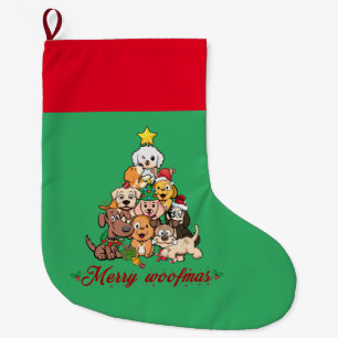 Personlig Merry Woofmas Stor Julstrumpa