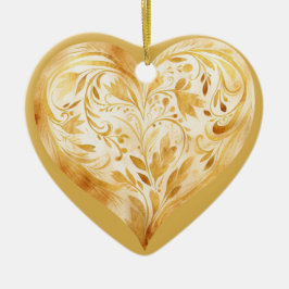 Personlig Message Colorful Guld Blommigt Heart Julgransprydnad Keramik