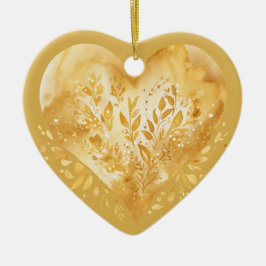Personlig Message Colorful Guld Blommigt Heart Julgransprydnad Keramik