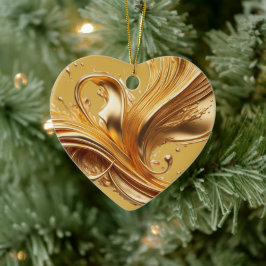 Personlig Message Colorful "Guld" Heart Gift Julgransprydnad Keramik