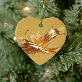 Personlig Message Colorful "Guld" Heart Gift Julgransprydnad Keramik