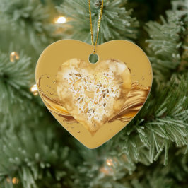 Personlig Message Colorful "Guld" Heart Gift Julgransprydnad Keramik