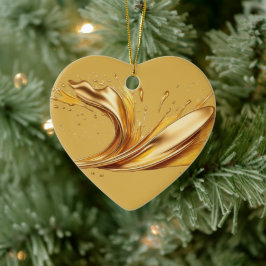 Personlig Message Colorful "Guld" Heart Gift Julgransprydnad Keramik