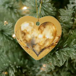 Personlig Message Colorful "Guld" Heart Gift Julgransprydnad Keramik